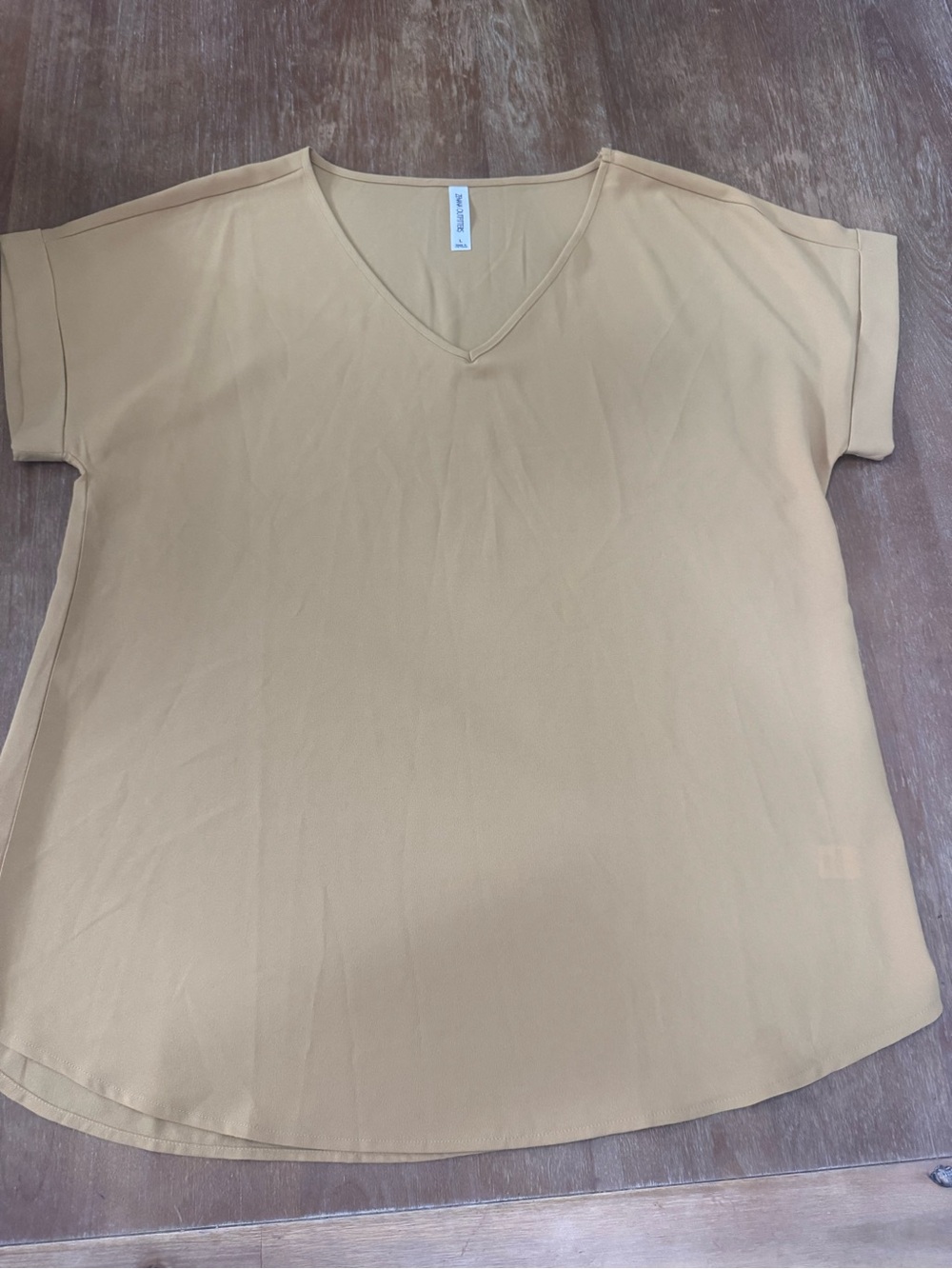 Zenana Outfitters V-Neck Short Sleeve Top - Tan